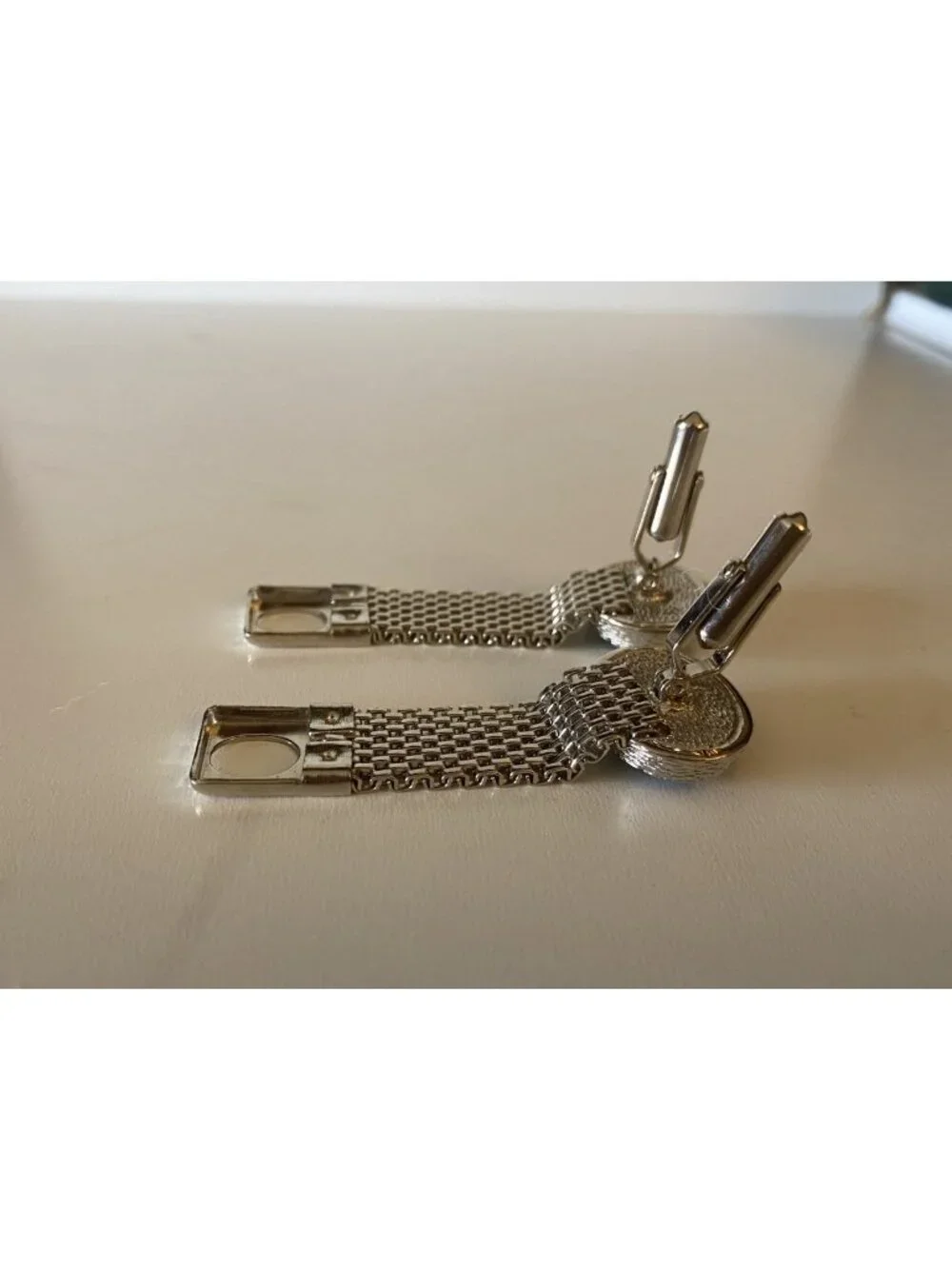 Authentic Vintage Signed Christian Dior / Destino Silver-Tone Lucite Cufflinks